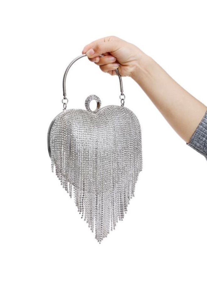 Tassel Clutch Bag Silver