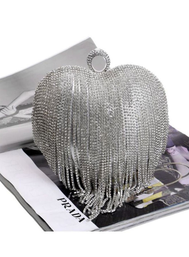 Tassel Clutch Bag Silver