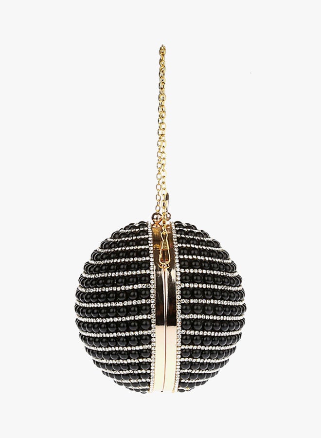 Stone Detail Spherical Clutch Black