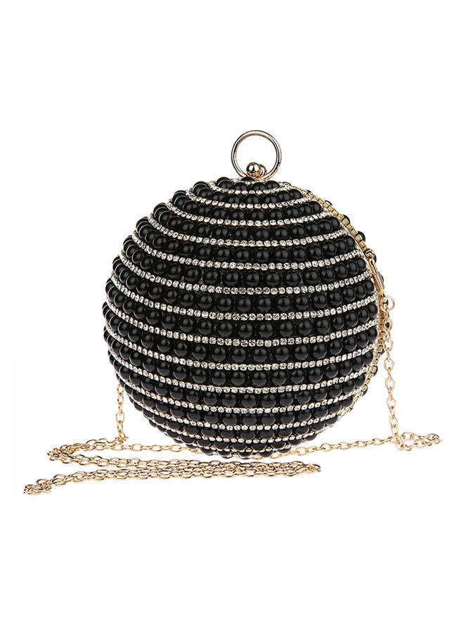 Stone Detail Spherical Clutch Black