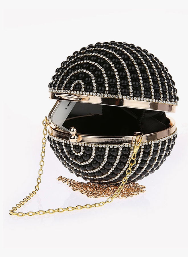 Stone Detail Spherical Clutch Black