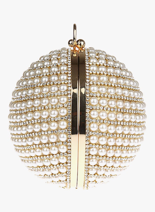 Stone Detail Spherical Clutch Gold