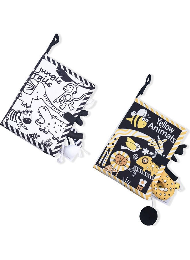 2-Piece Baby Cloth Early Education Soft Book Set 18.5 x 15cm