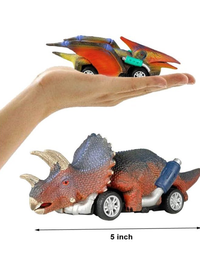 6-Piece Dinosaur Pull Back Car Toy Set 13.5x3.5x4.5centimeter
