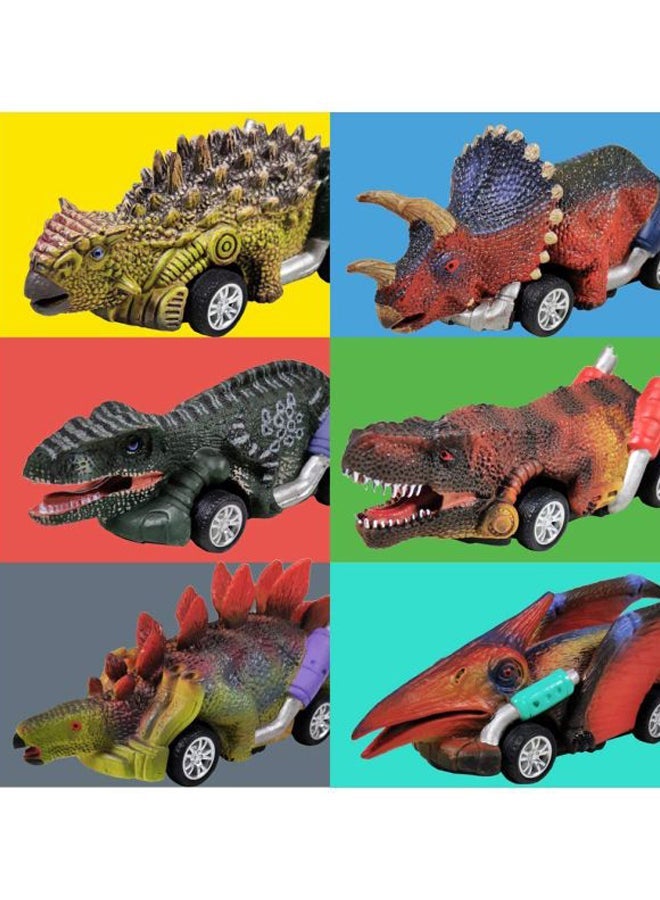 6-Piece Dinosaur Pull Back Car Toy Set 13.5x3.5x4.5centimeter