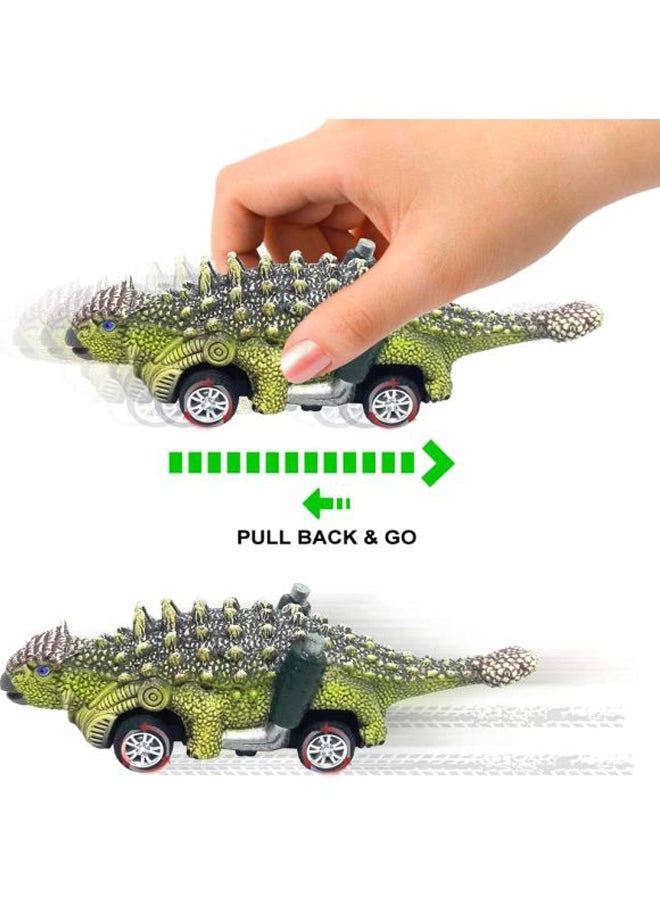6-Piece Dinosaur Pull Back Car Toy Set 13.5x3.5x4.5centimeter