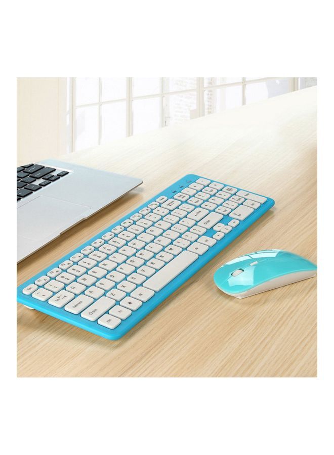 Wireless Keyboard And Mouse Set Blue/White