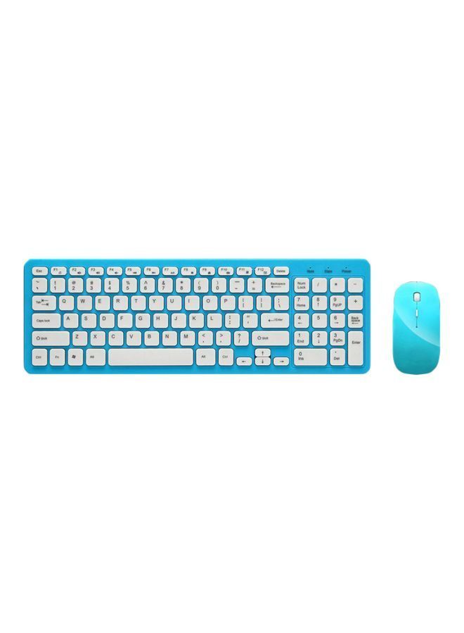 Wireless Keyboard And Mouse Set Blue/White