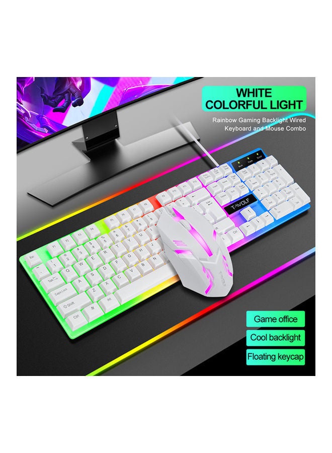 2-Piece Wired Gaming Keyboard and Mouse with Backlight White