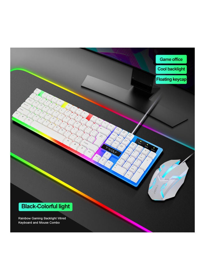 2-Piece Wired Gaming Keyboard and Mouse with Backlight White