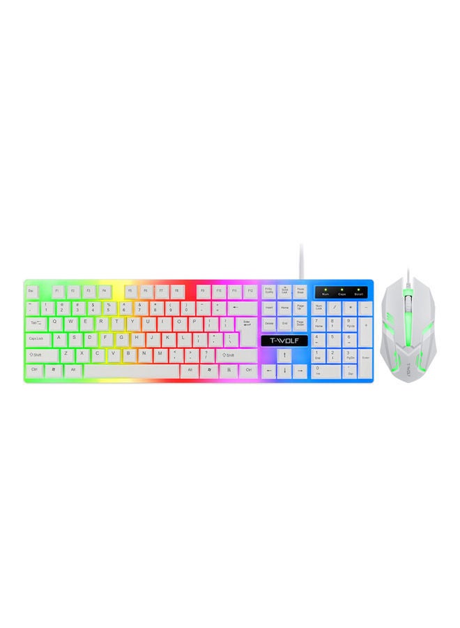 2-Piece Wired Gaming Keyboard and Mouse with Backlight White