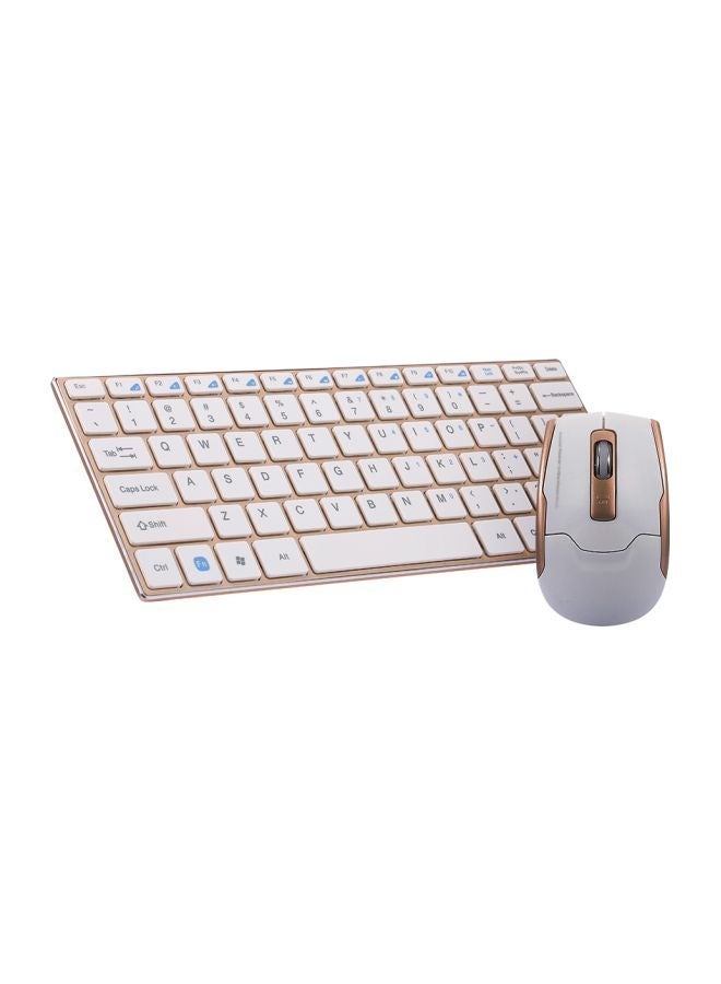 Wireless Keyboard And Mouse Set Gold/White