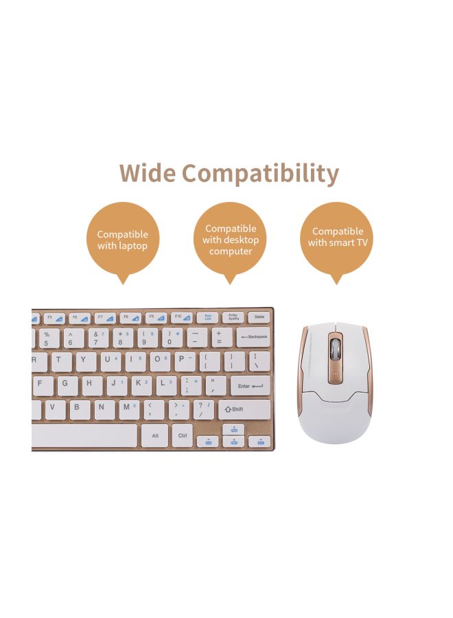 Wireless Keyboard And Mouse Set Gold/White