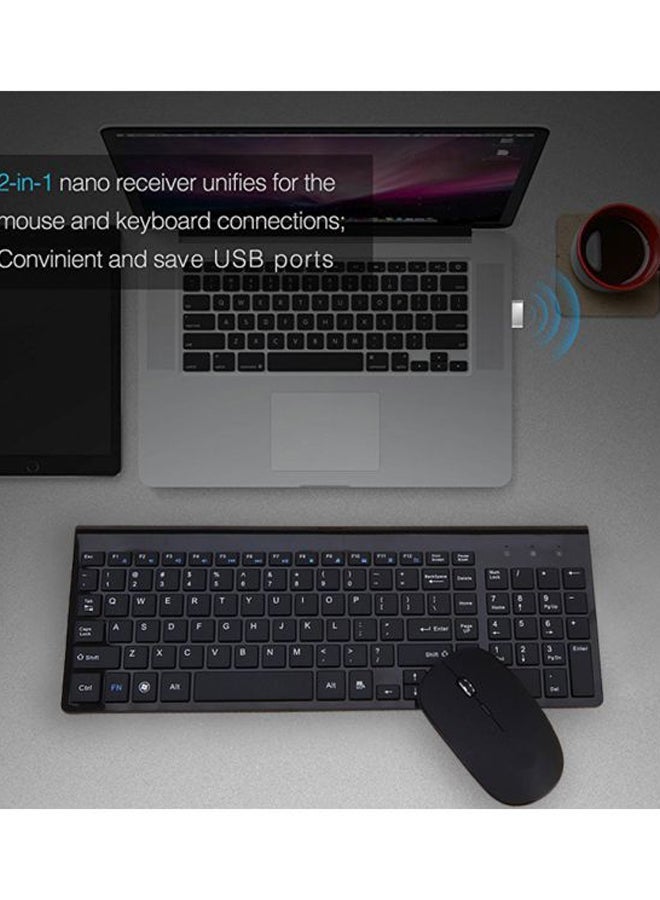 2-Piece Wireless Keyboard And Mouse Set Black