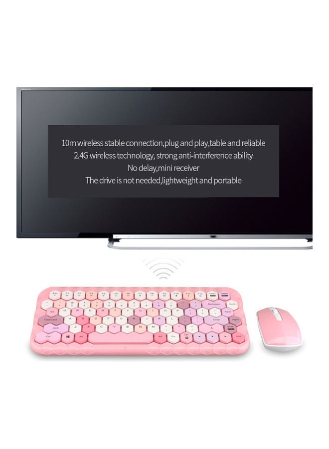 Honey Wireless Keyboard Mouse Combo Pink