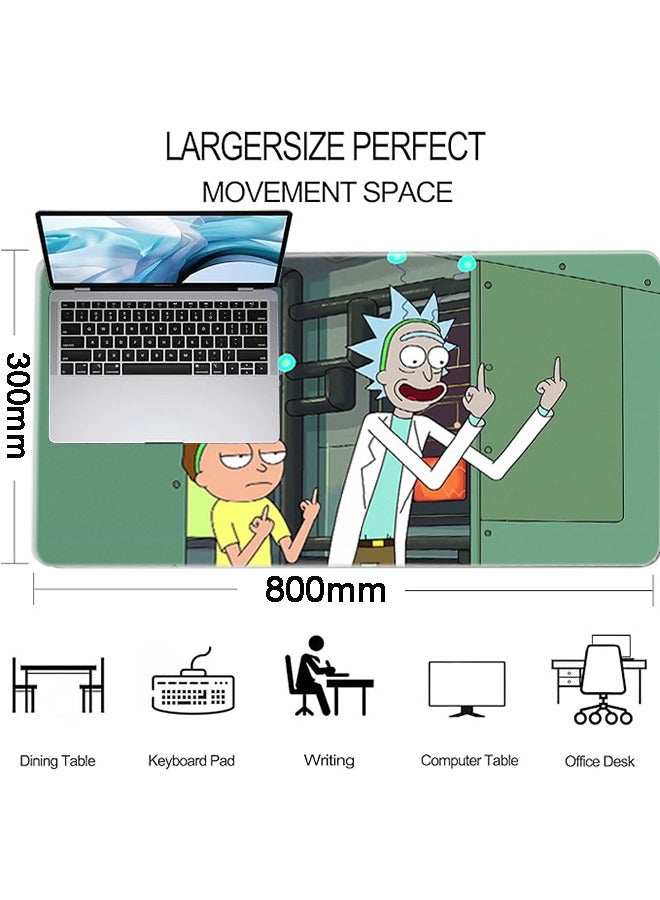 Large Mouse Pad Extended Gaming Non-Slip Rubber Base Office Desk Keyboard Mouse Pads (300 * 800 * 3mm）Rick and Morty