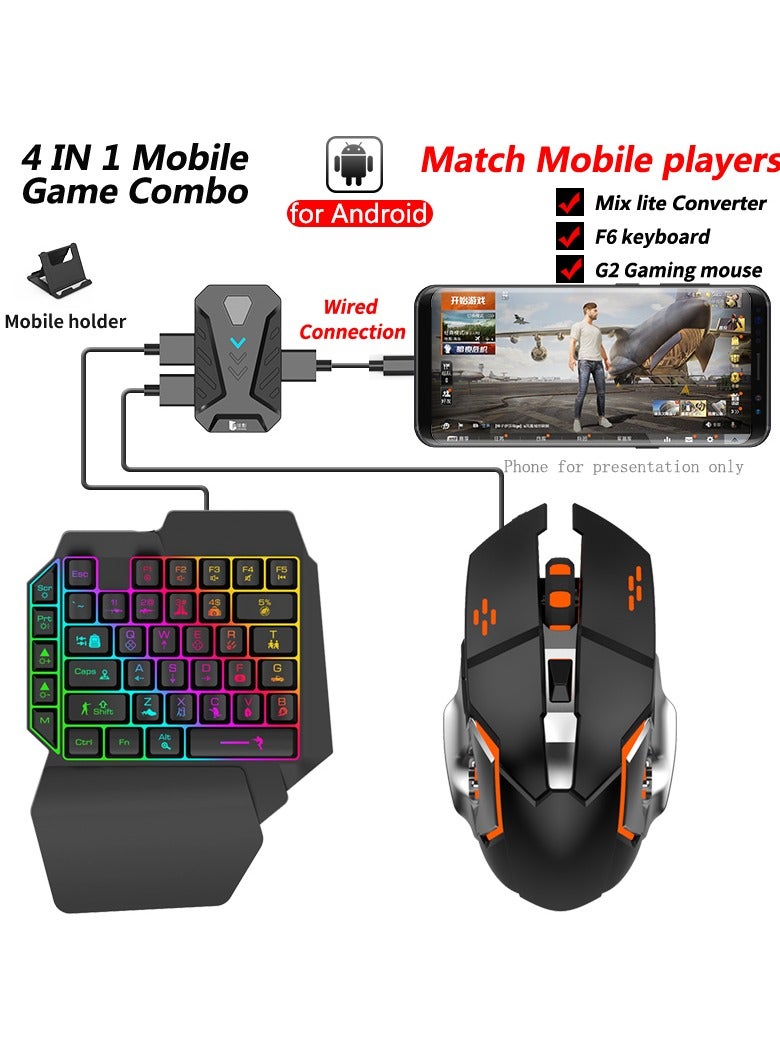 4 in 1 Mobile Gaming Combo Pack: Includes RGB Mechanical Keyboard, Gaming Mouse, and Accessories for Ultimate Gaming Experience