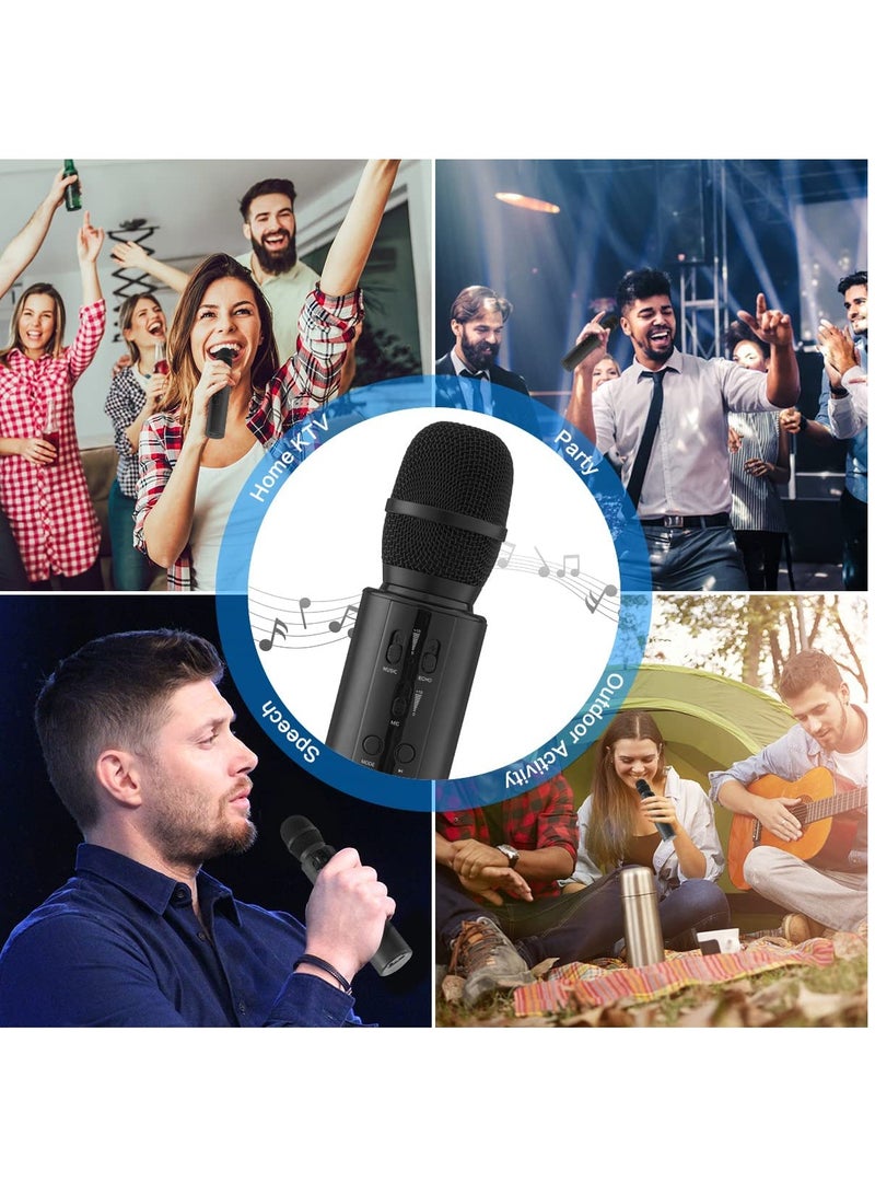 Karaoke Wireless Microphone Portable Handheld Bluetooth Speaker Mic, Home KTV Player Compatible with Android & iOS Devices for Party/Singing/Meeting