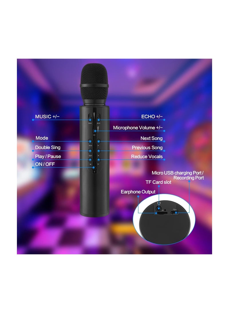 Karaoke Wireless Microphone Portable Handheld Bluetooth Speaker Mic, Home KTV Player Compatible with Android & iOS Devices for Party/Singing/Meeting