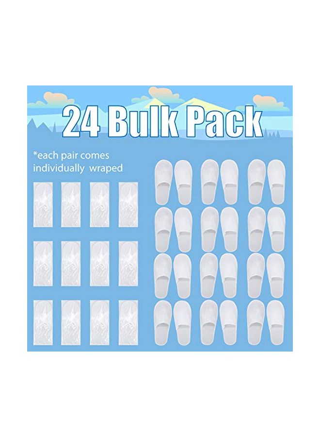 24-Pairs Disposable Bath Slippers White