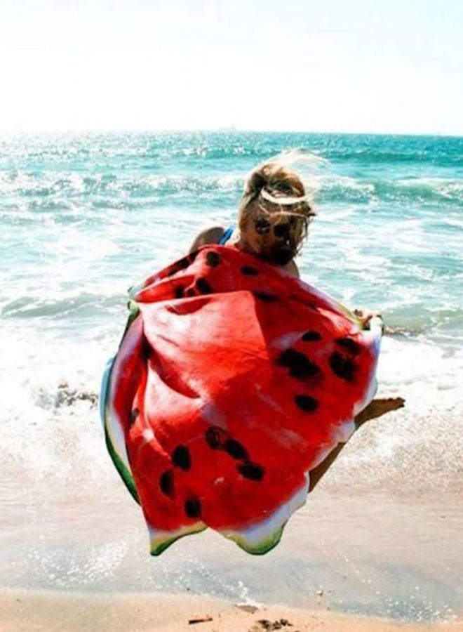 Watermelon 3D Printed Beach Towel Red/Black/Green