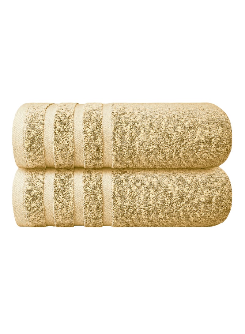 Premium Sand Bath Towels 100% Cotton 70cm x 140cm Pack of 2, Ultra Soft and Highly Absorbent Hotel and Spa Quality Bath Towels for Bathroom by Infinitee Xclusives