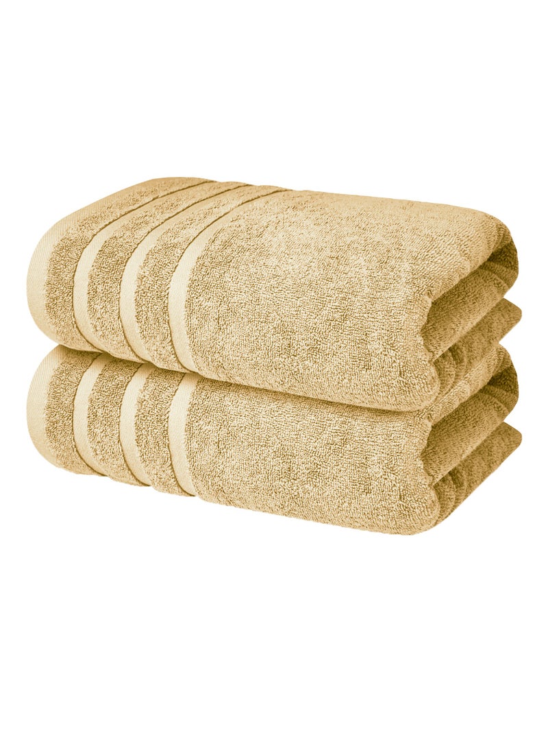 Premium Sand Bath Towels 100% Cotton 70cm x 140cm Pack of 2, Ultra Soft and Highly Absorbent Hotel and Spa Quality Bath Towels for Bathroom by Infinitee Xclusives