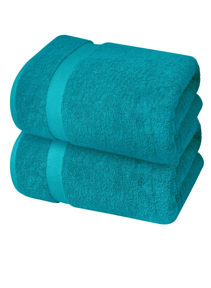 Premium Teal Bath Sheets – Pack of 2, 90cm x 180cm Large Bath Sheet Towel - 100% Cotton Ultra Soft and Absorbent Oversized Towels for Bathroom, Hotel & Spa Quality Towel by Infinitee Xclusives