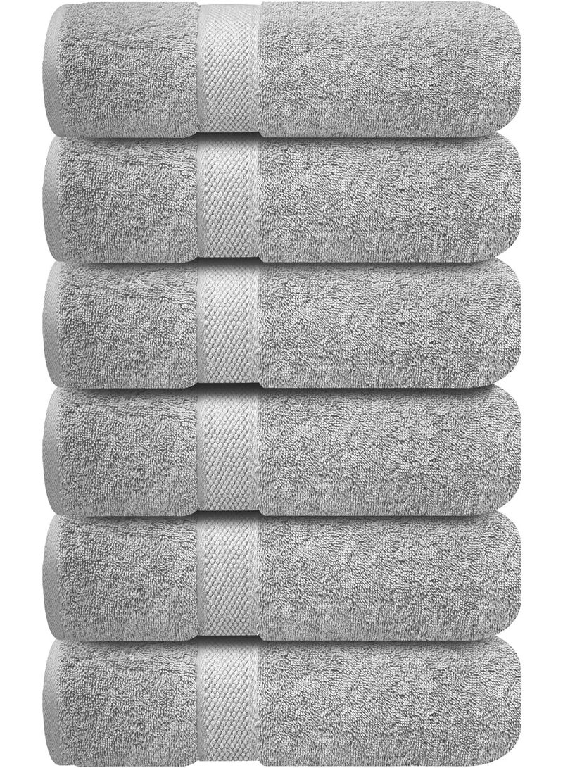 Premium Grey Hand Towels - Pack of 6, 41cm x 71cm Bathroom Hand Towel Set, Hotel & Spa Quality Hand Towels for Bathroom, Highly Absorbent and Super Soft Bathroom Towels by Infinitee Xclusives