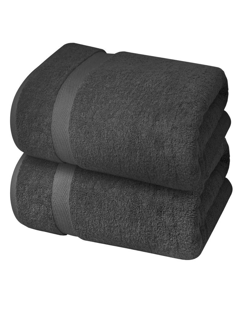 Premium Grey Bath Sheets – Pack of 2, 90cm x 180cm Large Bath Sheet Towel - 100% Cotton Ultra Soft and Absorbent Oversized Towels for Bathroom, Hotel & Spa Quality Towel by Infinitee Xclusives