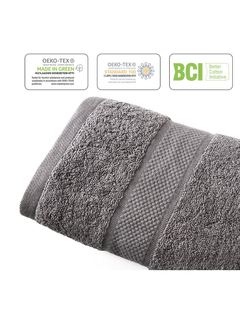 Premium Grey Bath Towels Set - [Pack of 8] 100% Cotton Highly Absorbent 2 Bath Towels, 2 Hand Towels and 4 Washcloths - Luxury Hotel & Spa Quality Bath Towels for Bathroom by Infinitee Xclusives