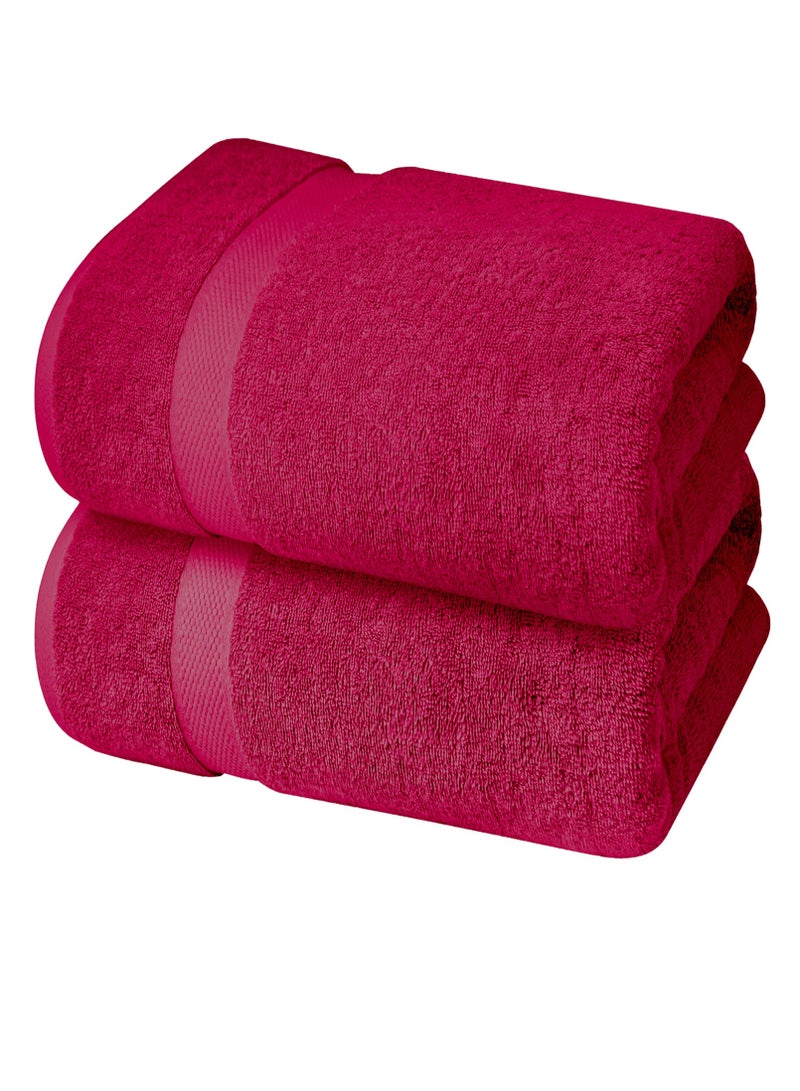 Premium Red Bath Sheets – Pack of 2, 90cm x 180cm Large Bath Sheet Towel - 100% Cotton Ultra Soft and Absorbent Oversized Towels for Bathroom, Hotel & Spa Quality Towel by Infinitee Xclusives