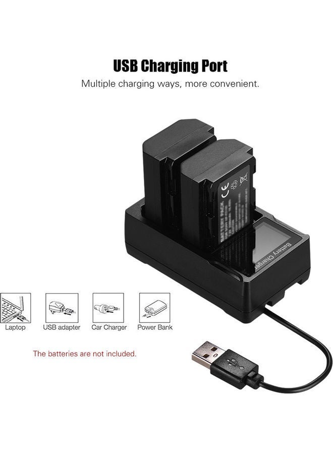 Portable Dual Slot USB Camera Battery Charger with LCD Display For Nikon EN-EL15 Batteries D7200/D7500/D500/D600/D750 Black