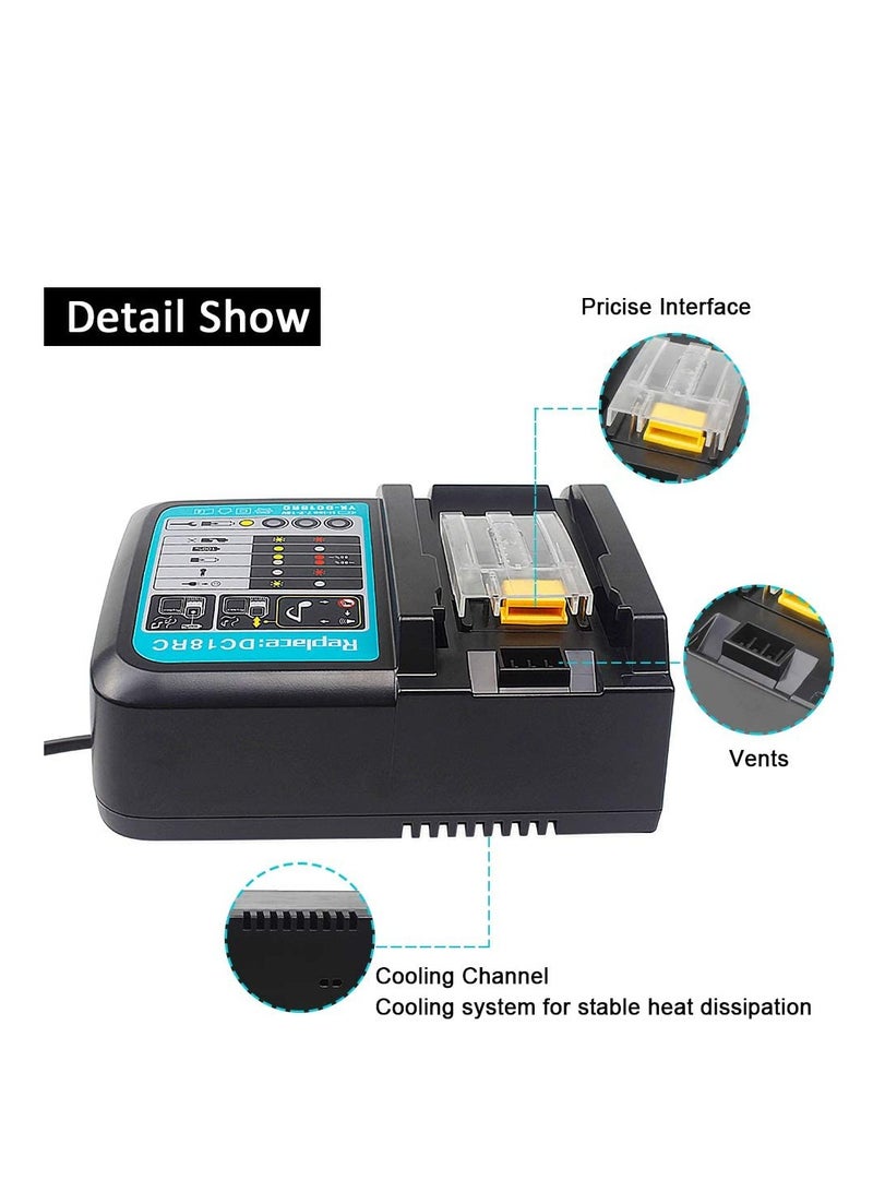 DC18RC Fast Charger for Makita Battery 14.4V-18V BL1830 BL1840 BL1850 BL1860 BL1815 BL1430 BL1450 BL1440