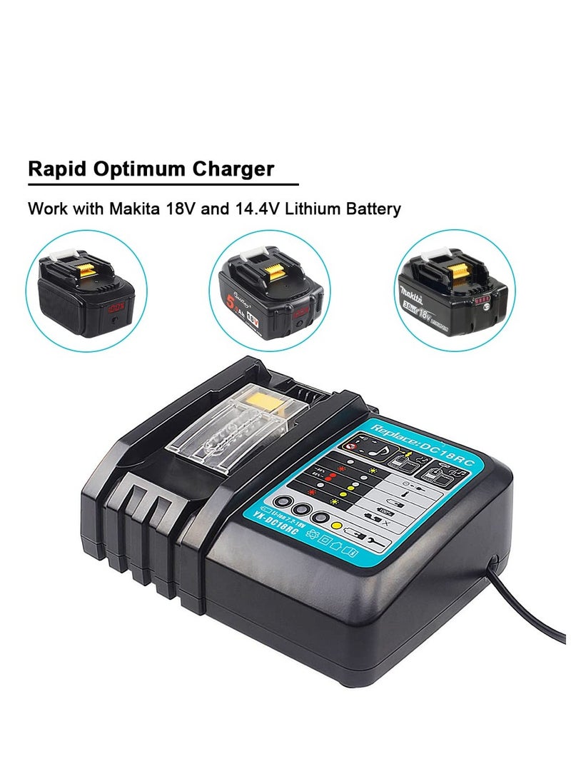 DC18RC Fast Charger for Makita Battery 14.4V-18V BL1830 BL1840 BL1850 BL1860 BL1815 BL1430 BL1450 BL1440