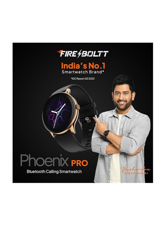 Fire-Boltt Phoenix Pro 35.3mm (1.39 inch) Bluetooth Calling Smart Watch, AI Voice Assistant, Metal Body with 120+ Sports Modes, SpO2, Heart Rate Monitoring (Gold Black)