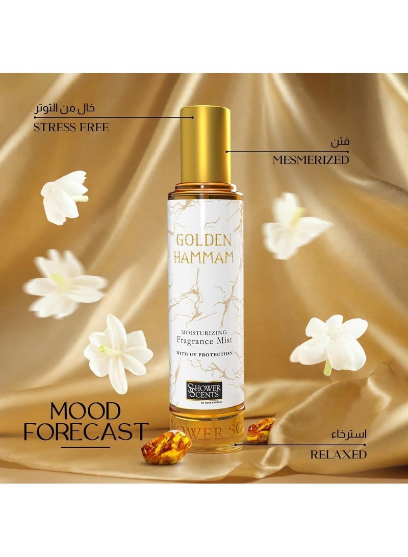 Shower Scents Golden Hammam Moisturizing Fine Fragrance Body Mist With Hyaluronic Acid, Pro - Vitamin B5 and UV Protection 250ml