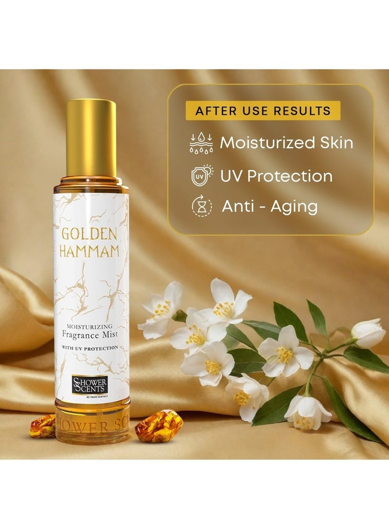 Shower Scents Golden Hammam Moisturizing Fine Fragrance Body Mist With Hyaluronic Acid, Pro - Vitamin B5 and UV Protection 250ml