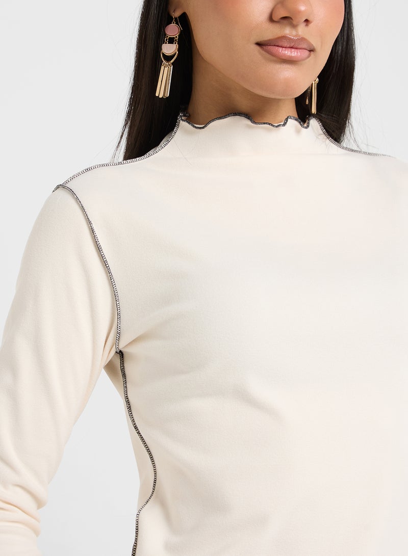 Contrast Trim Turtle Neck
