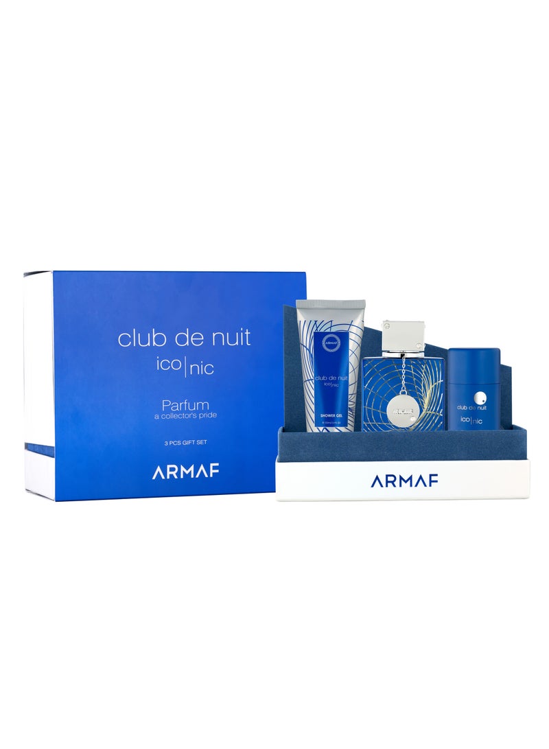 Armaf Club De Nuit Iconic Blue Perfumes for Men, Parfum A Collector Pride, 3 Pieces Gift Set, Eau De Parfum 105ml, Shower Gel 100ml, Deodorant Stick 75g