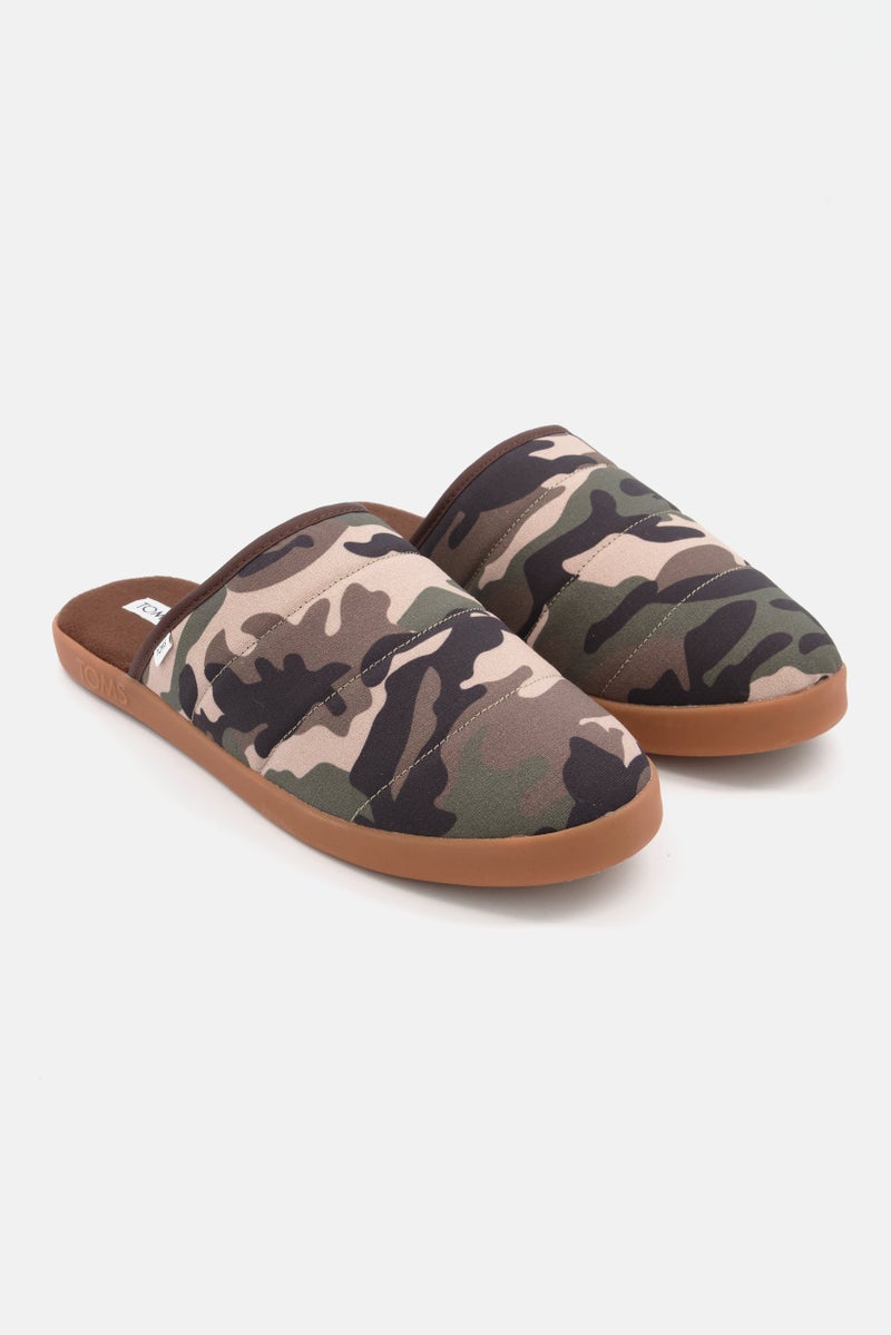 Men Harbor Quilted Slip On Slipper, Army Green Combo