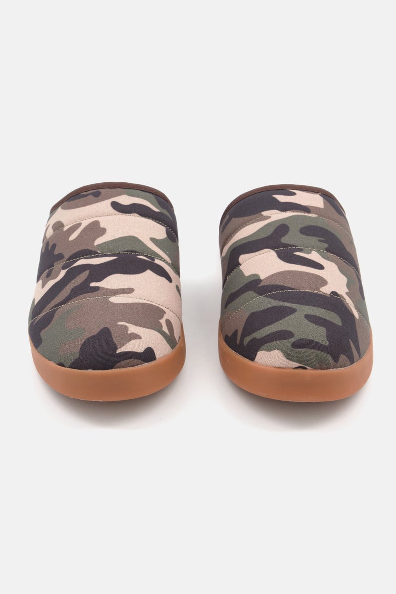 Men Harbor Quilted Slip On Slipper, Army Green Combo