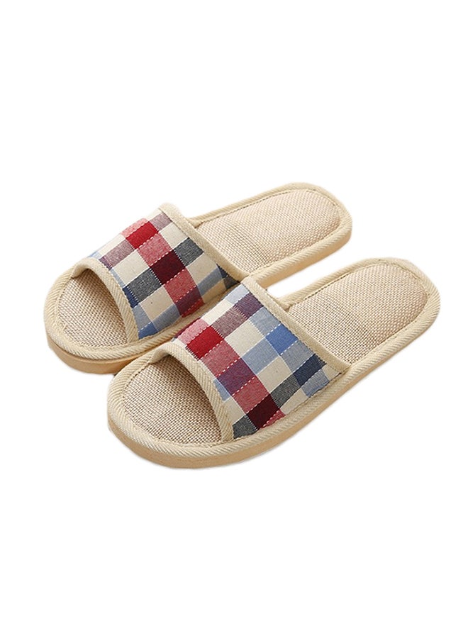 Plaid Printed Non-Slip Flat Slides Multicolour