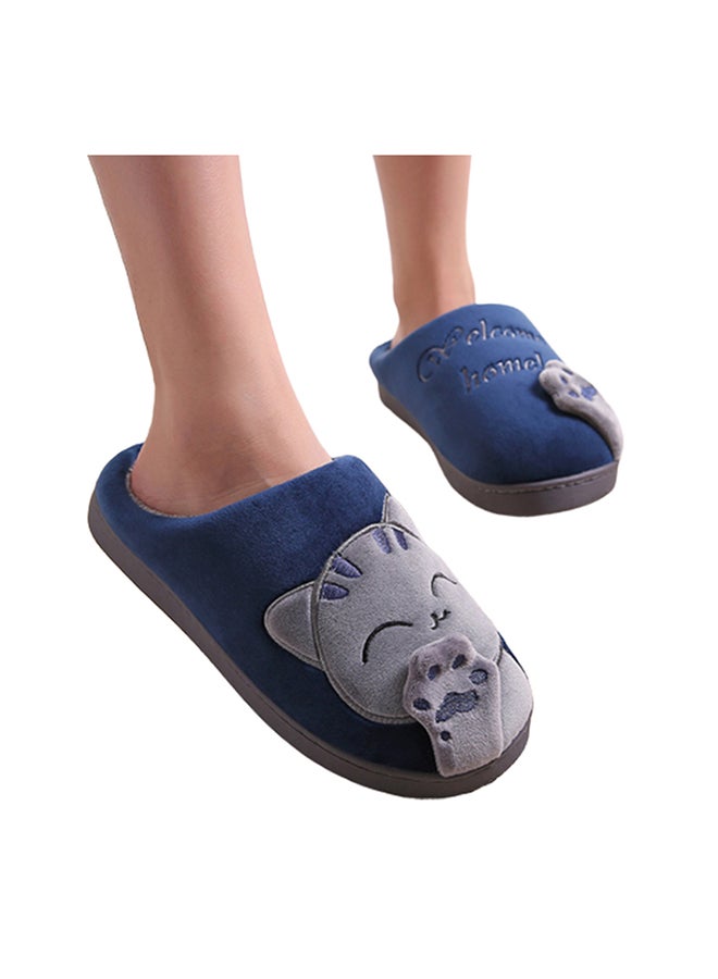 Cats Printed Slides Navy Blue