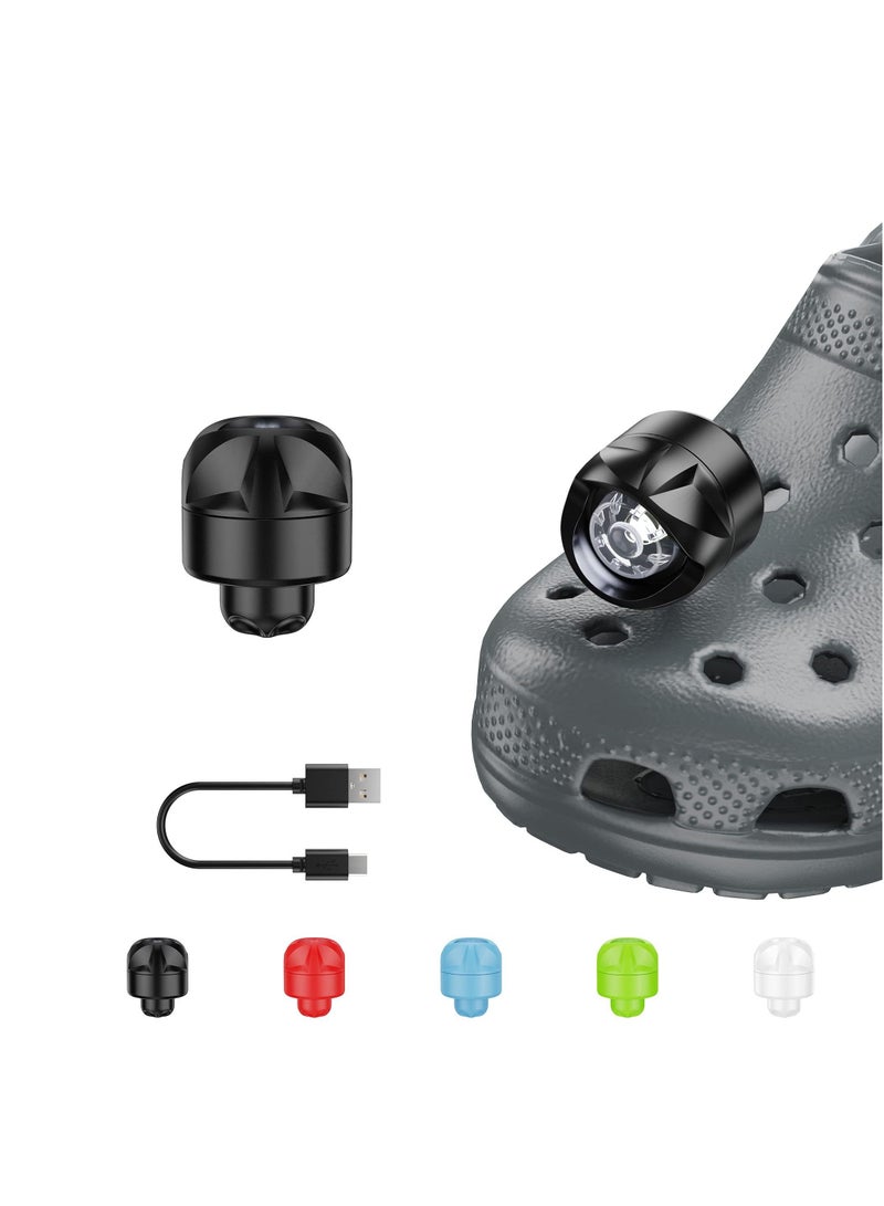 Croc Charm 2 Pcs Rechargeable Headlights Lights Flashlight Attachment for Croc Light Up Charm Accessories for Kids Boys Adults Men, Clip on Clog Headlight Flashlight Lights