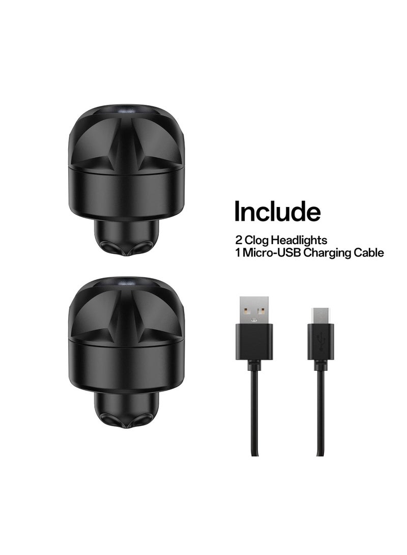 Croc Charm 2 Pcs Rechargeable Headlights Lights Flashlight Attachment for Croc Light Up Charm Accessories for Kids Boys Adults Men, Clip on Clog Headlight Flashlight Lights