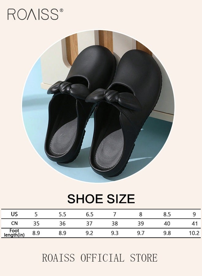 Super Soft Slip on Loafers for Women with Bow Decor Cute Closed Toe Anti Slip Flats Sandal Comfy and Breathable Versatile Slippers for Girls for Vacation Beach or Outdoors Activity