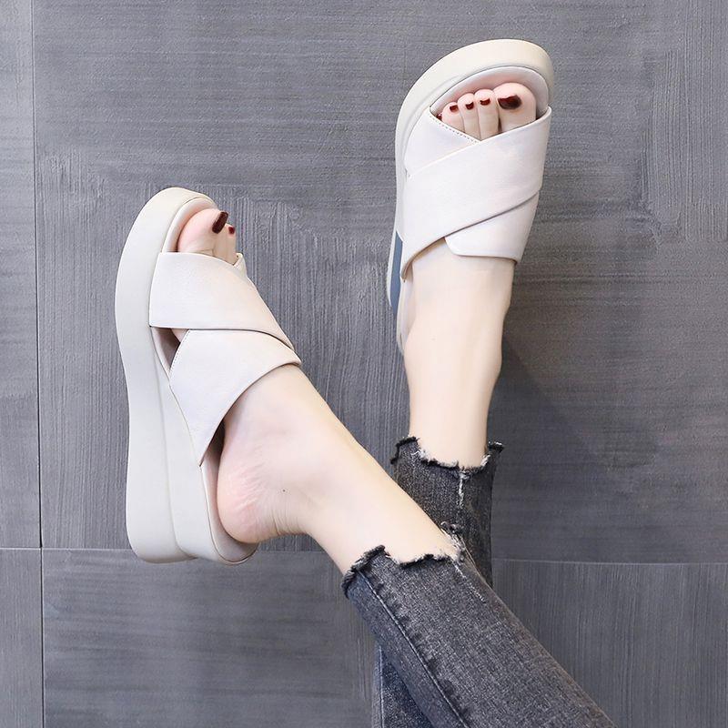 Fashion Platform Wedge Slippers for Women Summer 2024 Newcreamy-white * creamy-white *