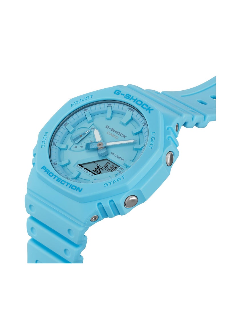 ANALOG DIGITAL TONE-ON-TONE Series GA-2100-2A2 Blue Resin Band Unisex Watch New in Box