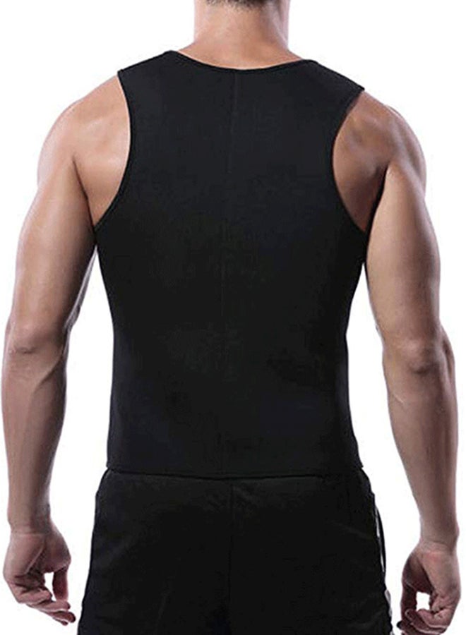 Zip Up Cotton Training Vest Black